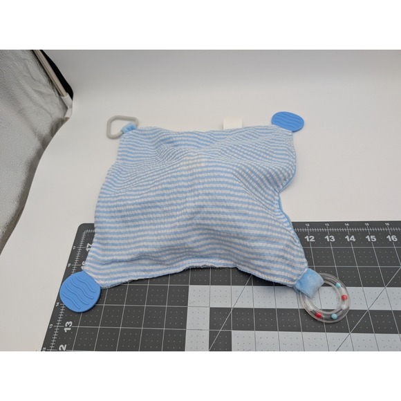 Modern Baby Rabbit Plush Rattle Blue Security Blanket - Picture 8 of 8